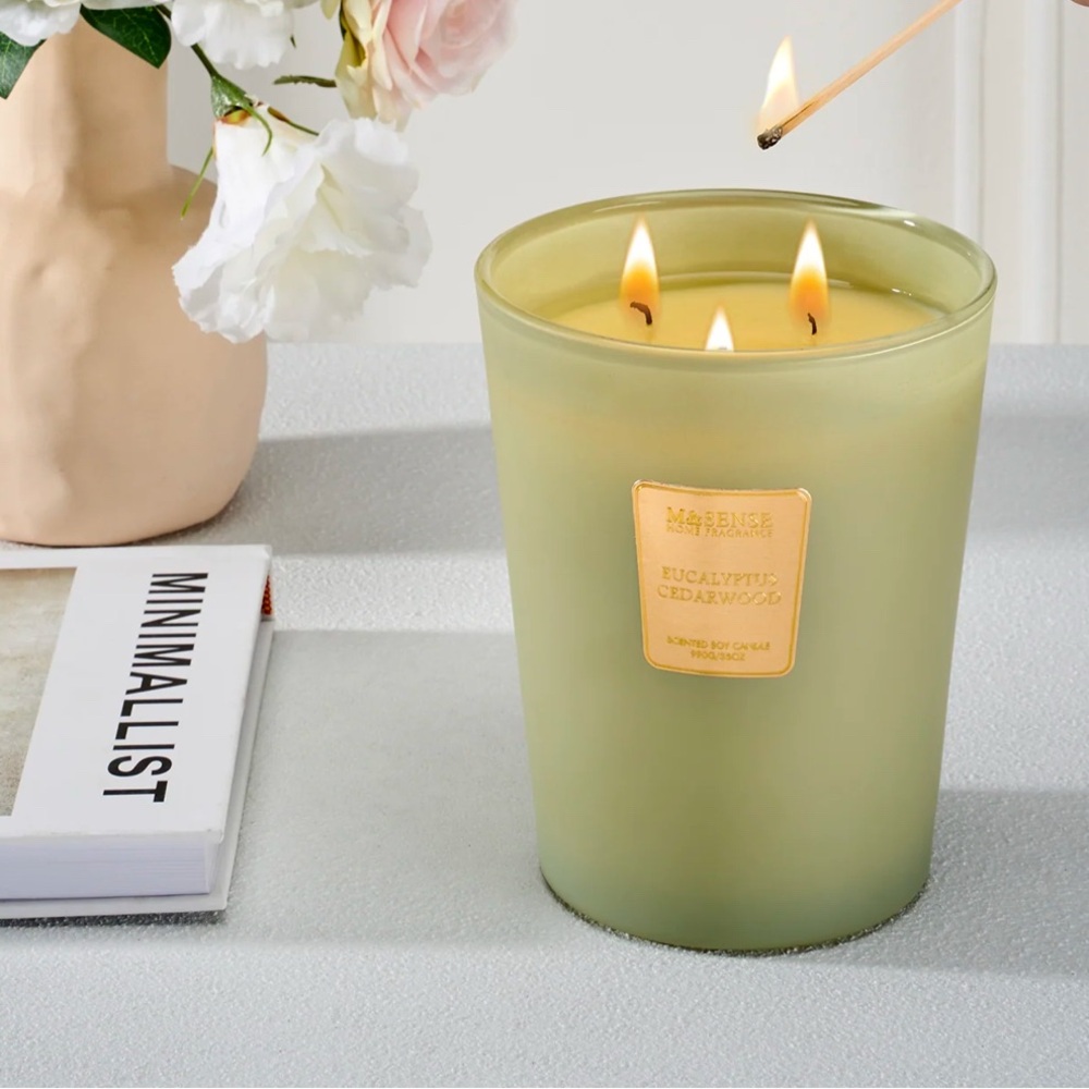M & Sense Rosemary Eucalyptus Scented Candle NEW